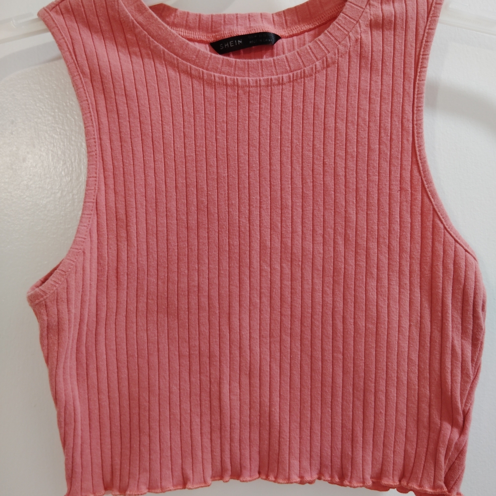 SHEIN Pink Ribbed Crop Top